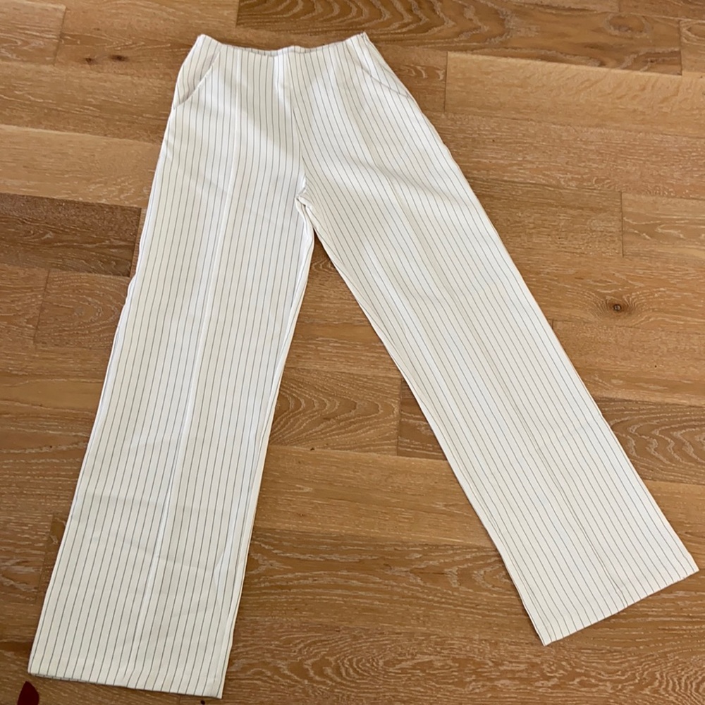Missguided Pin Stripe White Trousers